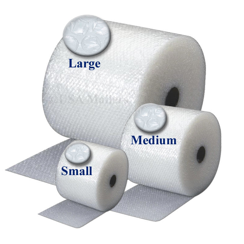 Small (3/16) - Medium (5/16) - Large (1/2) Bubble Wrap Rolls